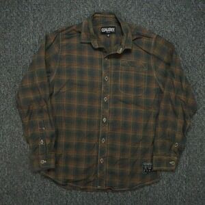 Coalatree Shirt Mens Small Green Blue Plaid Organic Cotton Flannel‎ Long Sleeve